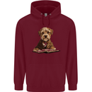A Dog Reading a Book Mens 80% Cotton Hoodie Maroon