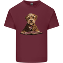 A Dog Reading a Book Mens Cotton T-Shirt Tee Top Maroon