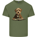 A Dog Reading a Book Mens Cotton T-Shirt Tee Top Military Green