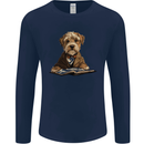 A Dog Reading a Book Mens Long Sleeve T-Shirt Navy Blue