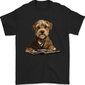 A Dog Reading a Book Mens T-Shirt 100% Cotton Black