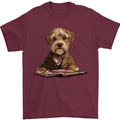 A Dog Reading a Book Mens T-Shirt 100% Cotton Maroon