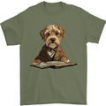 A Dog Reading a Book Mens T-Shirt 100% Cotton Military Green
