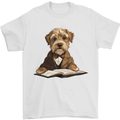 A Dog Reading a Book Mens T-Shirt 100% Cotton White