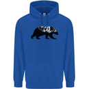 A Double Exposure Grizzly Bear Trekking Mens 80% Cotton Hoodie Royal Blue