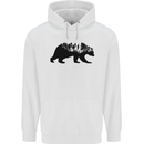A Double Exposure Grizzly Bear Trekking Mens 80% Cotton Hoodie White