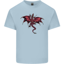 A Dragon Climbing the Material Mens Cotton T-Shirt Tee Top Light Blue