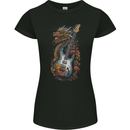 A Dragon and Guitar Rock Music Fantasy Womens Petite Cut T-Shirt Black