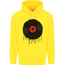 A Dripping Vinyl Record Turntable Decks DJ Childrens Kids Hoodie Yellow