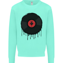 A Dripping Vinyl Record Turntable Decks DJ Kids Sweatshirt Jumper Peppermint