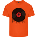 A Dripping Vinyl Record Turntable Decks DJ Mens Cotton T-Shirt Tee Top Orange