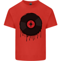 A Dripping Vinyl Record Turntable Decks DJ Mens Cotton T-Shirt Tee Top Red