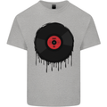 A Dripping Vinyl Record Turntable Decks DJ Mens Cotton T-Shirt Tee Top Sports Grey
