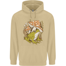 A Frog and Mushrooms Foraging Mycology Fungi Mens 80% Cotton Hoodie Sand