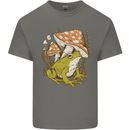A Frog and Mushrooms Foraging Mycology Fungi Mens Cotton T-Shirt Tee Top Charcoal