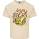 A Frog and Mushrooms Foraging Mycology Fungi Mens Cotton T-Shirt Tee Top Natural