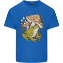 A Frog and Mushrooms Foraging Mycology Fungi Mens Cotton T-Shirt Tee Top Royal Blue