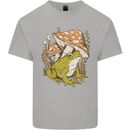 A Frog and Mushrooms Foraging Mycology Fungi Mens Cotton T-Shirt Tee Top Sports Grey