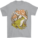 A Frog and Mushrooms Foraging Mycology Fungi Mens T-Shirt 100% Cotton Sports Grey