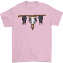 A Funny Chicken With Bats Mens T-Shirt 100% Cotton Light Pink