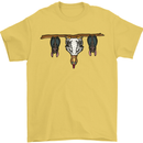 A Funny Chicken With Bats Mens T-Shirt 100% Cotton Yellow