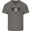 A Funny Chicken With Bats Mens V-Neck Cotton T-Shirt Charcoal