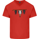 A Funny Chicken With Bats Mens V-Neck Cotton T-Shirt Red