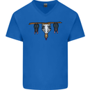 A Funny Chicken With Bats Mens V-Neck Cotton T-Shirt Royal Blue