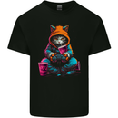A Gaming Cat Cool Gamer Video Games Mens Cotton T-Shirt Tee Top Black