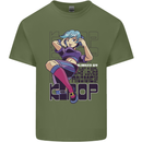 A Girl Who Loves Anime and K-Pop Mens Cotton T-Shirt Tee Top Military Green