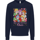 A Girl Who Loves Elves Christmas Anime Xmas Kids Sweatshirt Jumper Navy Blue