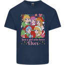 A Girl Who Loves Elves Christmas Anime Xmas Kids T-Shirt Childrens Navy Blue