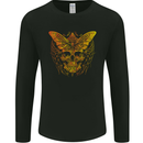 A Golded Moth Skull Mens Long Sleeve T-Shirt Black