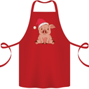 A Happy Christmas Pig Funny Xmas Cotton Apron 100% Organic Red