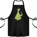A Llama Wearing a Christmas Hat Xmas Cotton Apron 100% Organic Black