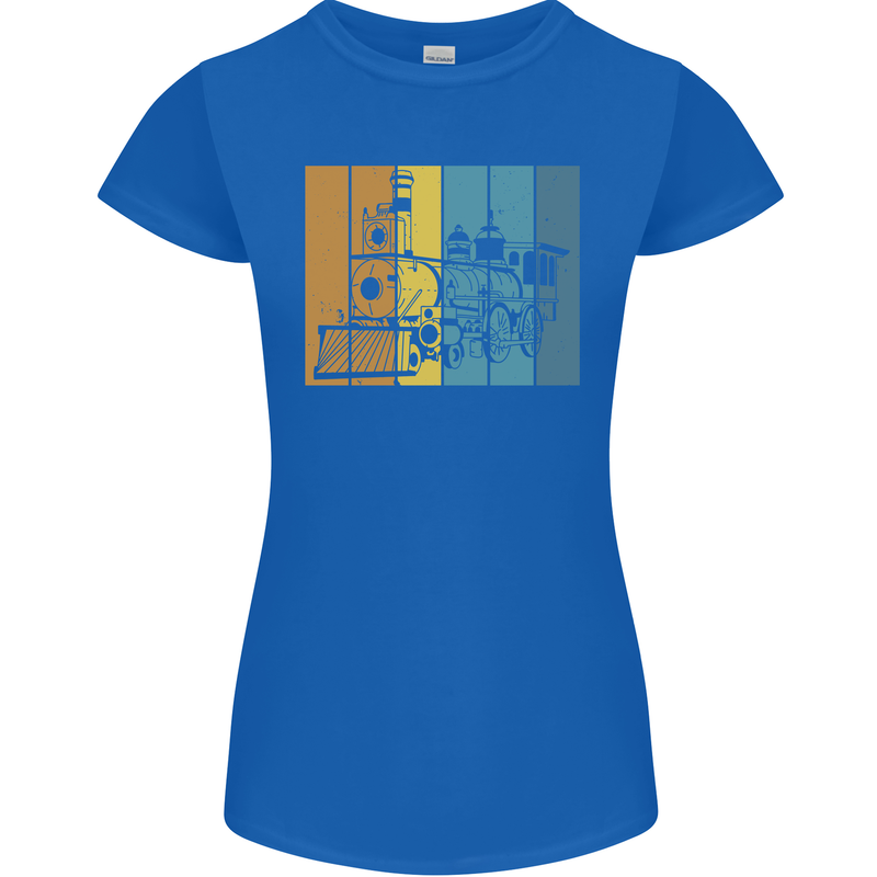 A Locomotive Trainspotter Trains Trainspotting Womens Petite Cut T-Shirt Royal Blue
