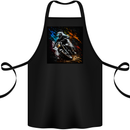 A Motocross Illustration MotoX Dirt Bike Motorsports Cotton Apron 100% Organic Black