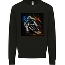 A Motocross Illustration MotoX Dirt Bike Motorsports Kids Sweatshirt Jumper Black