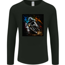 A Motocross Illustration MotoX Dirt Bike Motorsports Mens Long Sleeve T-Shirt Black