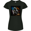 A Motocross Illustration MotoX Dirt Bike Motorsports Womens Petite Cut T-Shirt Black