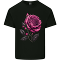 A Pink Rose Gothic Goth Mens Cotton T-Shirt Tee Top Black