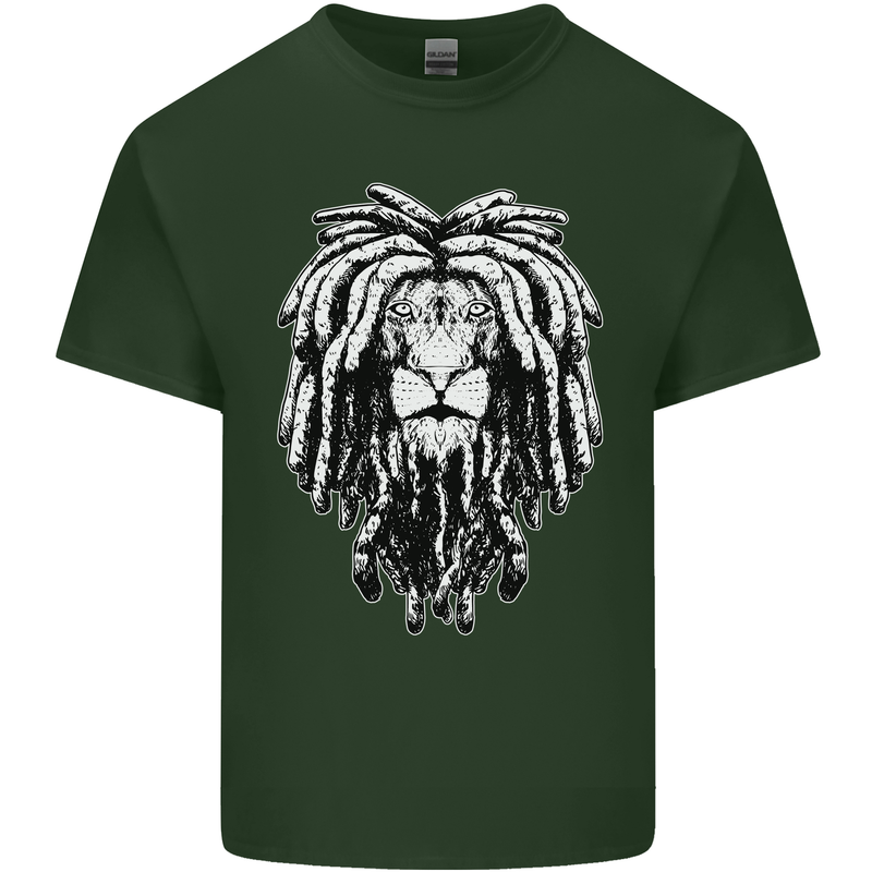 A Rasta Lion With Dreadlocks Jamaica Reggae Mens Cotton T-Shirt Tee Top Forest Green