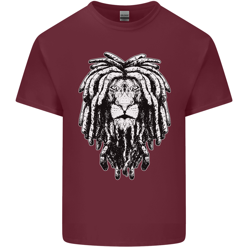 A Rasta Lion With Dreadlocks Jamaica Reggae Mens Cotton T-Shirt Tee Top Maroon