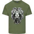 A Rasta Lion With Dreadlocks Jamaica Reggae Mens Cotton T-Shirt Tee Top Military Green