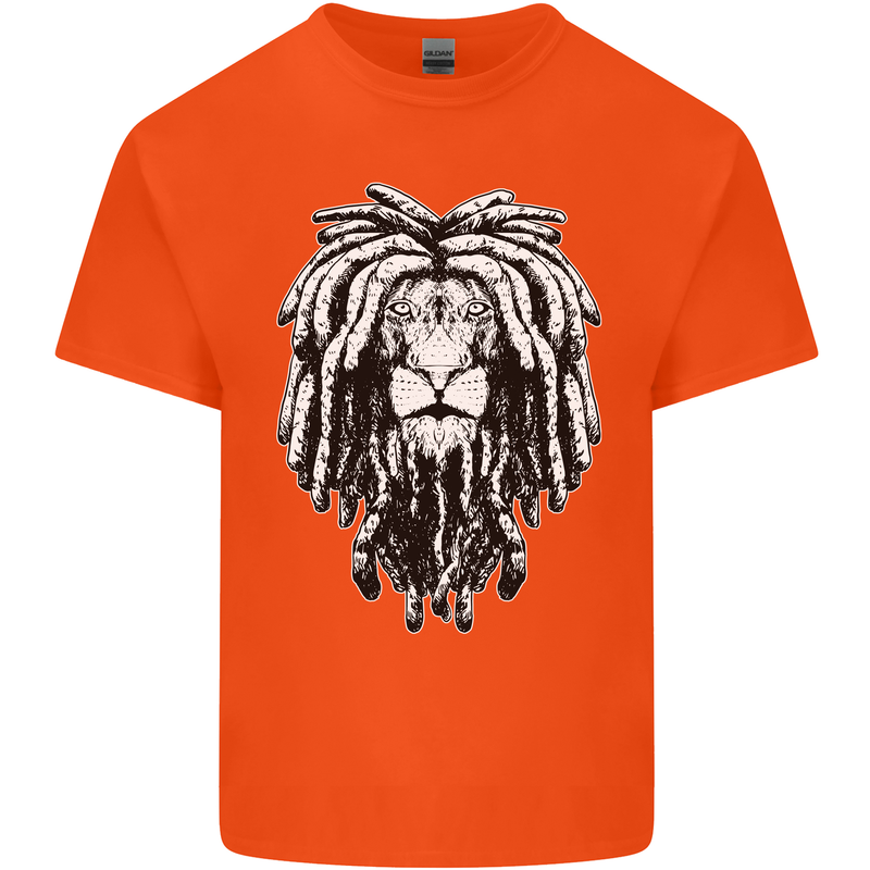 A Rasta Lion With Dreadlocks Jamaica Reggae Mens Cotton T-Shirt Tee Top Orange