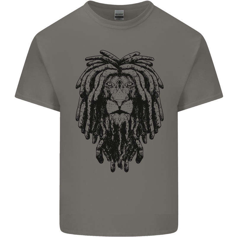 A Rasta Lion With Dreadlocks Jamaican Reggae Mens Cotton T-Shirt Tee Top Charcoal