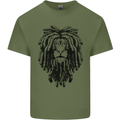 A Rasta Lion With Dreadlocks Jamaican Reggae Mens Cotton T-Shirt Tee Top Military Green