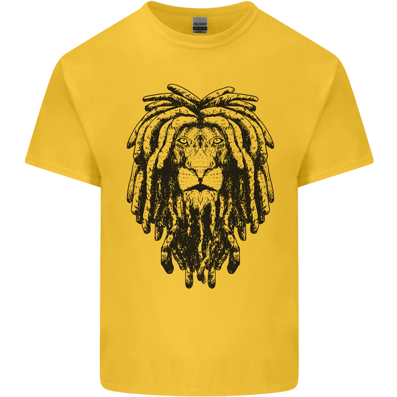A Rasta Lion With Dreadlocks Jamaican Reggae Mens Cotton T-Shirt Tee Top Yellow