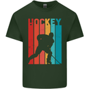 A Retro Ice Hockey Player Mens Cotton T-Shirt Tee Top Forest Green