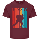 A Retro Ice Hockey Player Mens Cotton T-Shirt Tee Top Maroon
